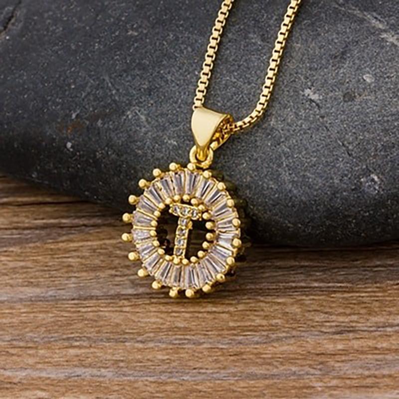 Zirkon Verschönerte Anfängliche Buchstaben Anheitige Halskette