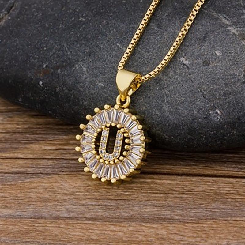 Zirkon Verschönerte Anfängliche Buchstaben Anheitige Halskette