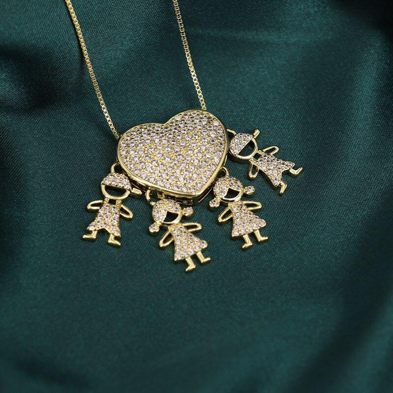 Zirkon Herz Mit Jungen Und Mädchen Anheizt Halskette
