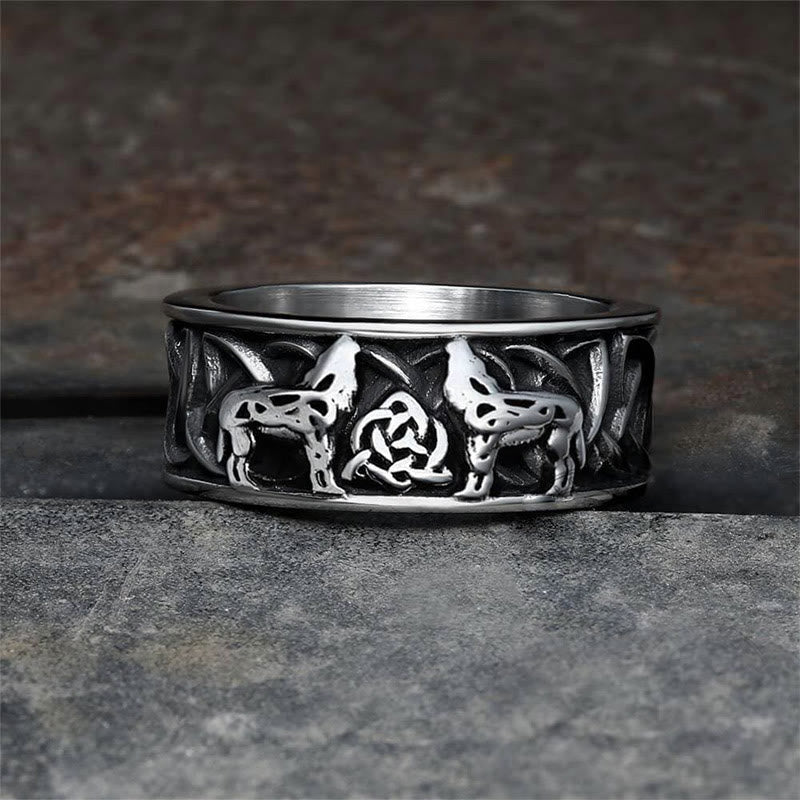Fenris Wolf Edelstahl Viking Ring