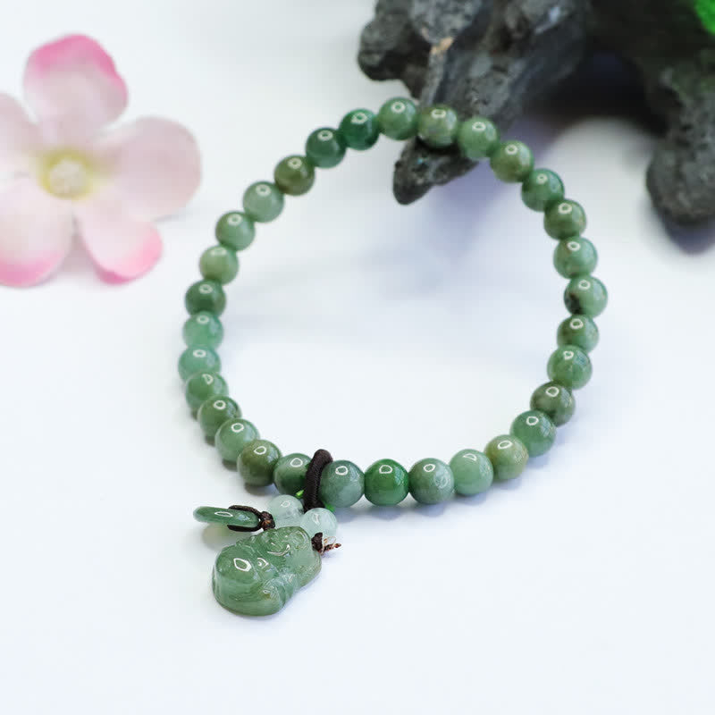 Chavri Lachender Buddha Cyan Jade Heilarmband