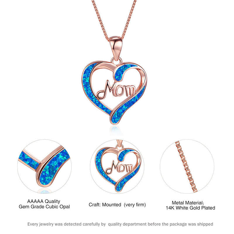 Liebe Mutter Blaues Opal Herz Frauen Halskette