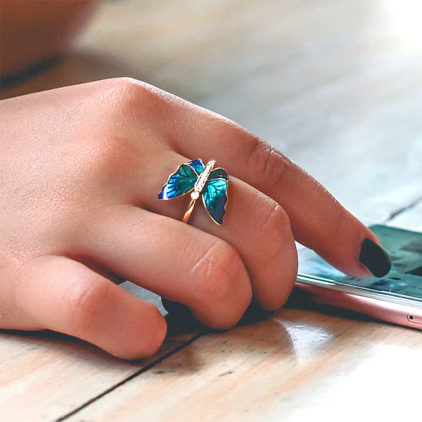 Tanzender Schmetterlingszirkonring