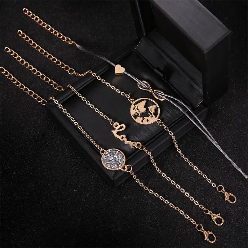 5Pcs Bohemian World Map Turtle Armband Set