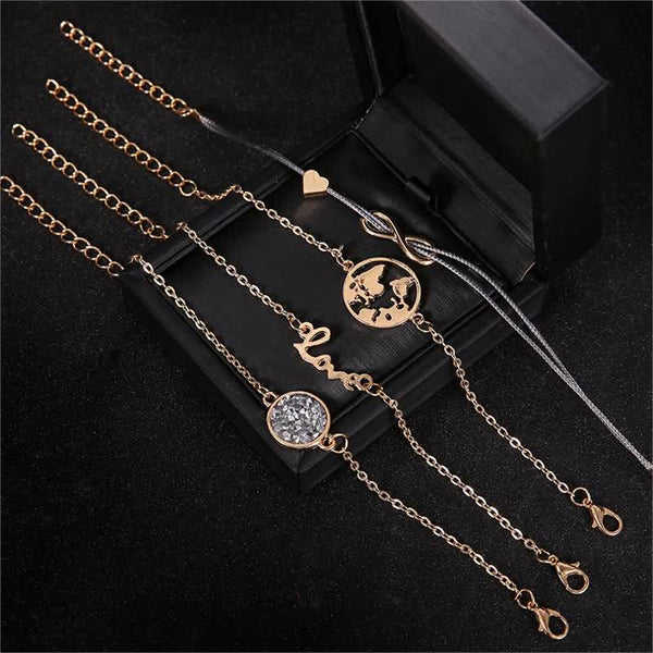 5Pcs Bohemian World Map Turtle Armband Set