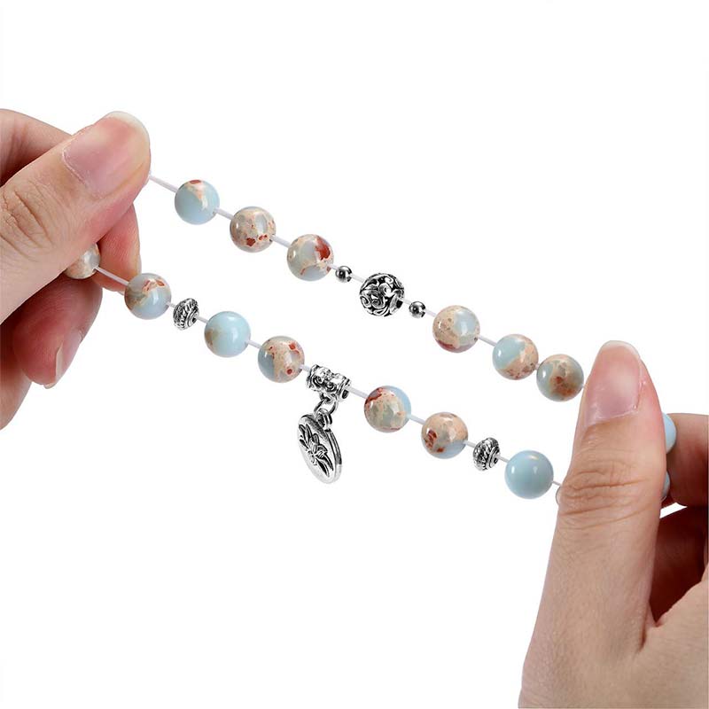 Chavri 3PCS natürliches Quarzkristall-Perlen-Heilenergie-Lotus-Armband