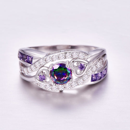 925 Silber Herzgeformt Mit Farbenfrohen Zirkonring