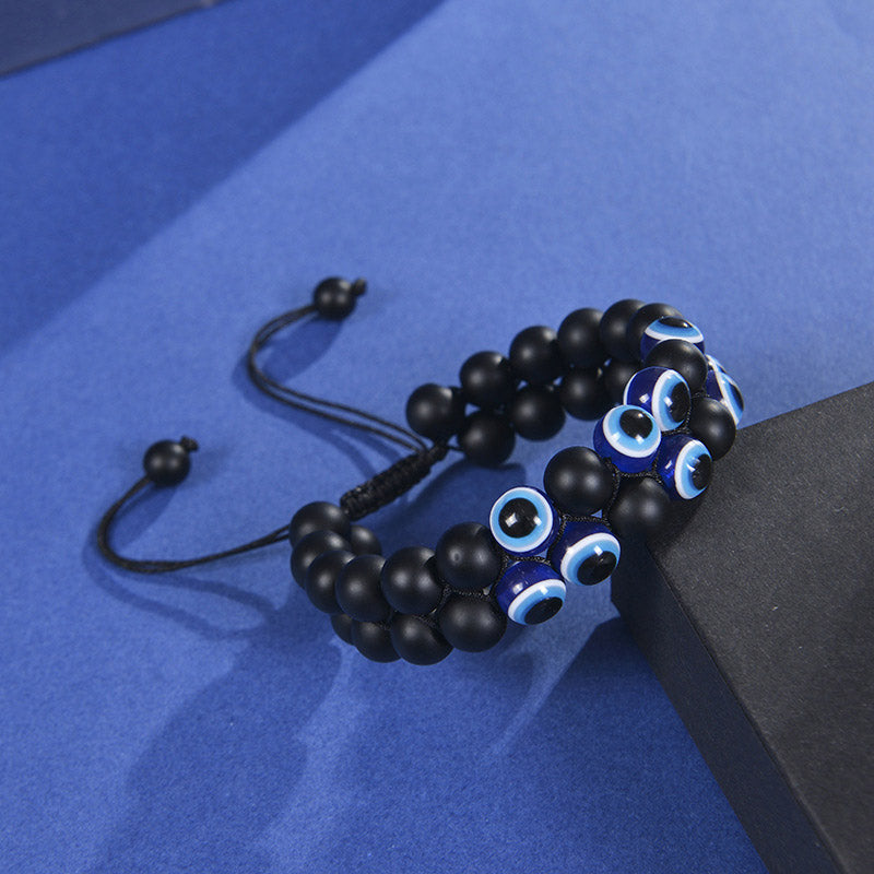 Schwarzer Onyx Evil Eye Protection Armband