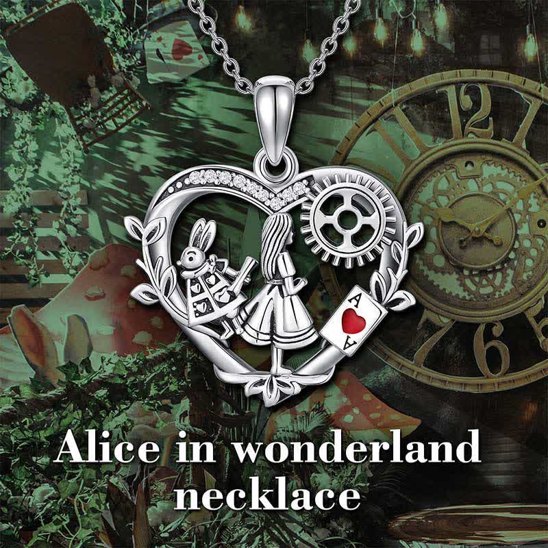 Märchenland In Einem Traum Vintage Alice Rabbit Heart Halskette