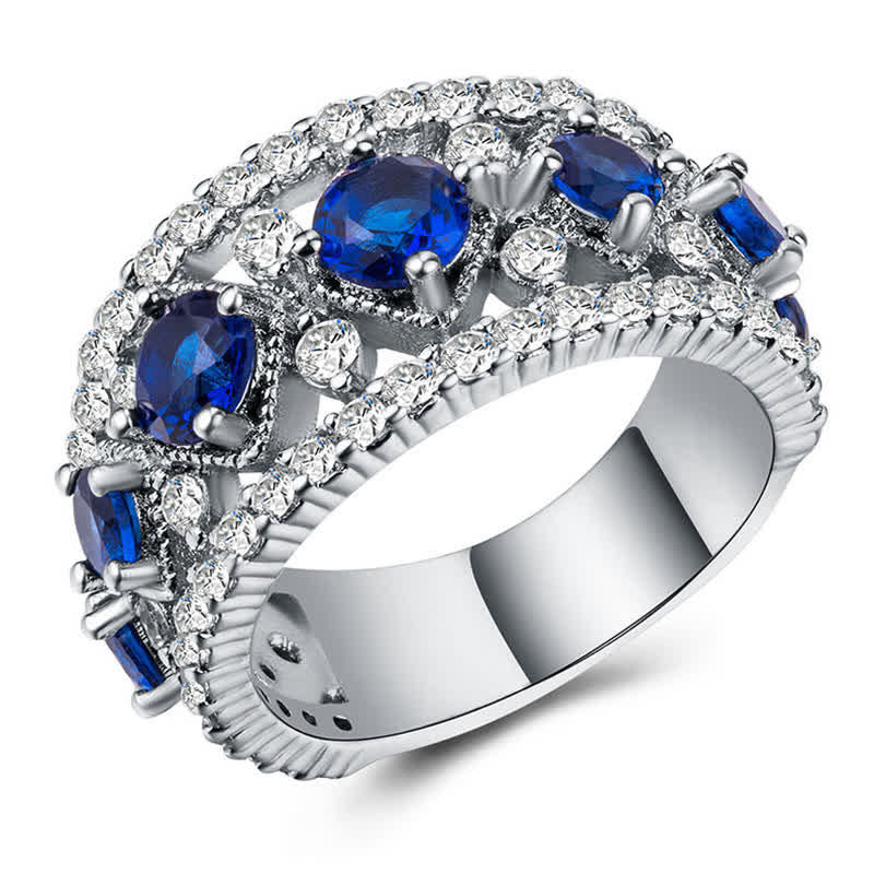 Kreativer Hohl Saphirblauer Zirkonring