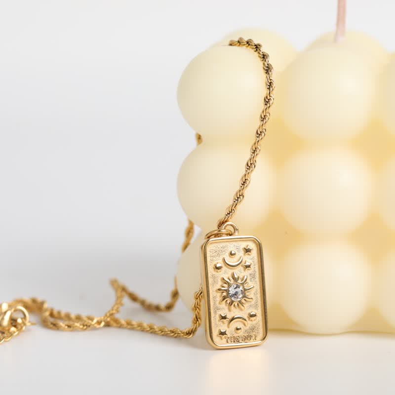 Kreative Tarotkarte Geburtssteinzirkon Halskette