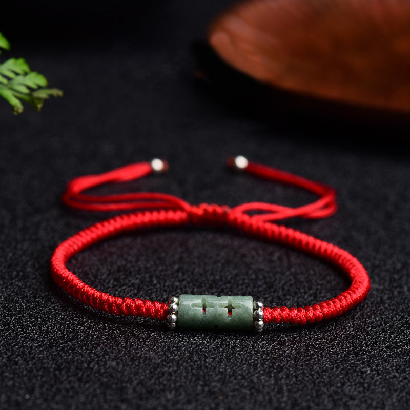 Chavri Natural Jade Companion Lucky Red String Armband