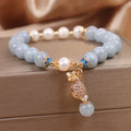 Chavri Aquamarin-Perlen-Glücksbeutel-Charm-Armband