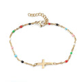 Neue Mode Edelstahl Armbänder Link Kabel Kette Kreuz Goldene Emaille Armband Schmuck für Frauen Geschenke 18 cm Lang, 1 PC