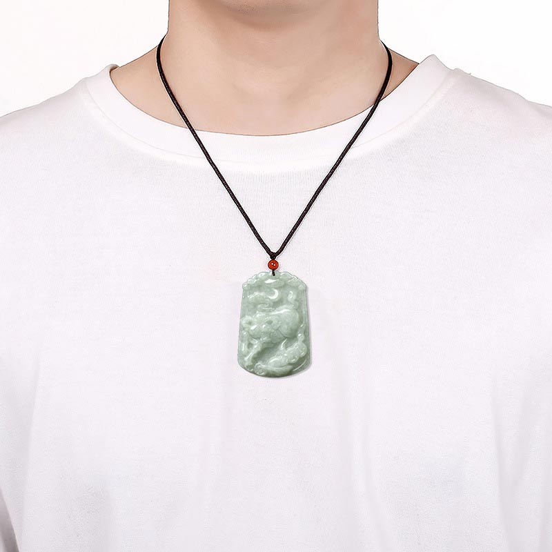 Chavri natürliche Jade 12 chinesische Sternzeichen Fülle Amulett Anhänger Halskette