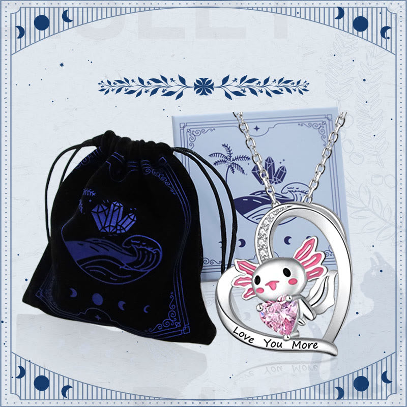 Ich Liebe Dich Mehr Süße Axolotl Salamander Rosa Zirkon Halskette