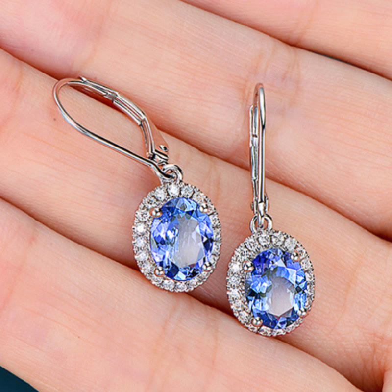 Blue Sapphire Side Micro Zircon Ohrringe