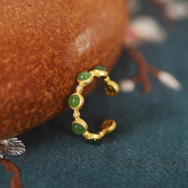 Chavri Cyan Jade Healing Calm Verstellbarer Ring