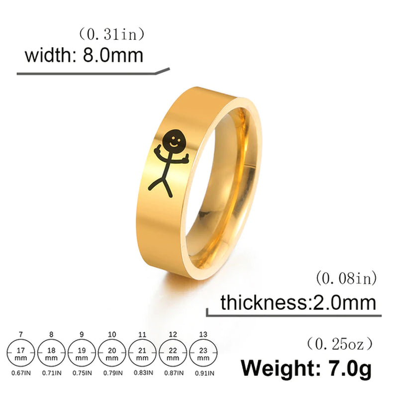 Einfache Trend Lustige Mittelfinger Stickman Ring Hip Hop Fuxk Sie Doodle Ringe für Mann Paar Party Neue Geschenke Schmuck
