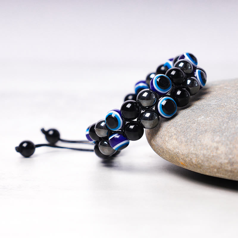 Chavri Evil Eye Hämatit Tigerauge Schutz Perlenarmband