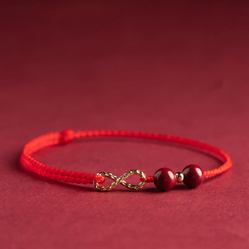 Chavri Cinnabar Blessing Red String 14K Gold Infinity Symbol Armband Fußkettchen
