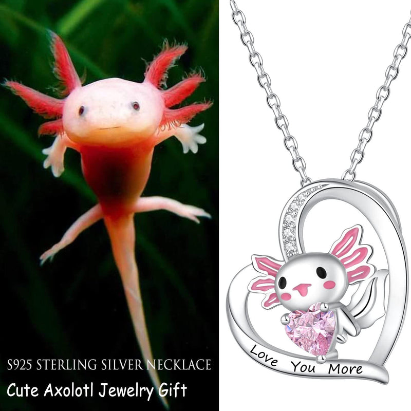 Ich Liebe Dich Mehr Süße Axolotl Salamander Rosa Zirkon Halskette