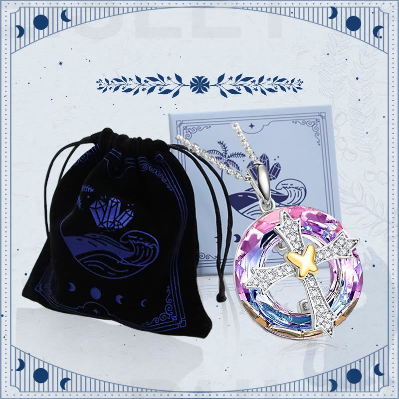 Bete Für Sicherheit Glück Kristall Liebe Kreuzkette