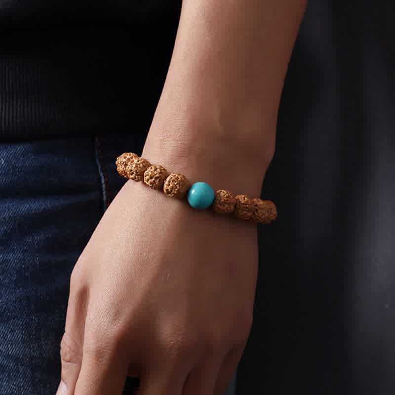 Chavri Tibet Rudraksha Bodhi Seed Dzi Bead Bernstein Türkis Reichtum Armband