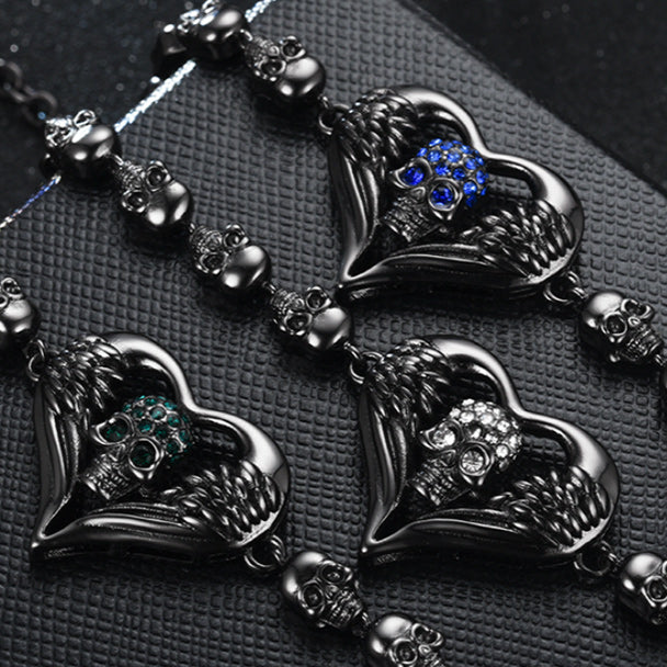 Herzengel Und Gotischer Schädel Kubisches Zirkonia  Vintage  Armband