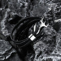 Armband aus geflochtenem Leder und Edelstahl mit Ankerschnalle