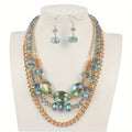 Azura Multilayer Crystal Halskette Ohrringe Set Set
