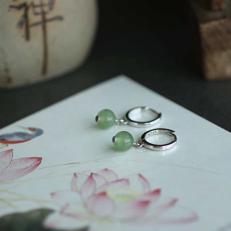 Chavri Runde Jade Perlen Wohlstand Ohrringe