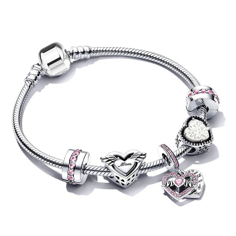 Trendy Romantische 2021 Silber Farbe Charm Armband mit Glückliche Familie Strang Marke Armband für Frauen DIY Schmuck Machen