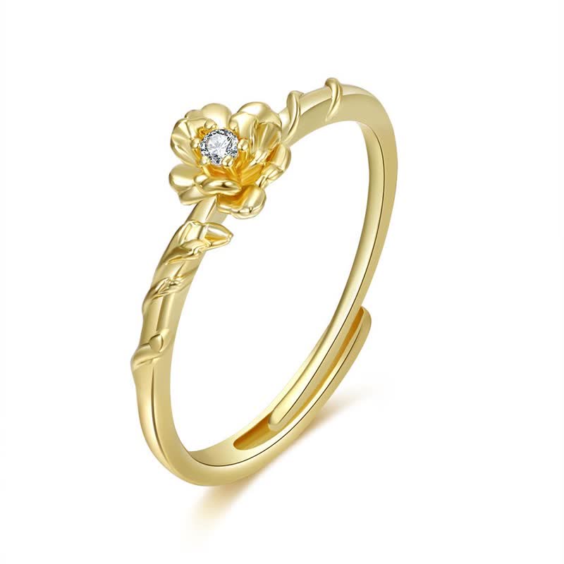 Einstellbarer Geburtsstein Mit Geburtsblütenring