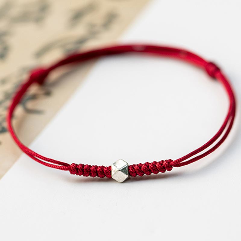 Chavri 925 Sterling Silber Glücksperlenschutz Rote Schnur Geflochtenes Armband
