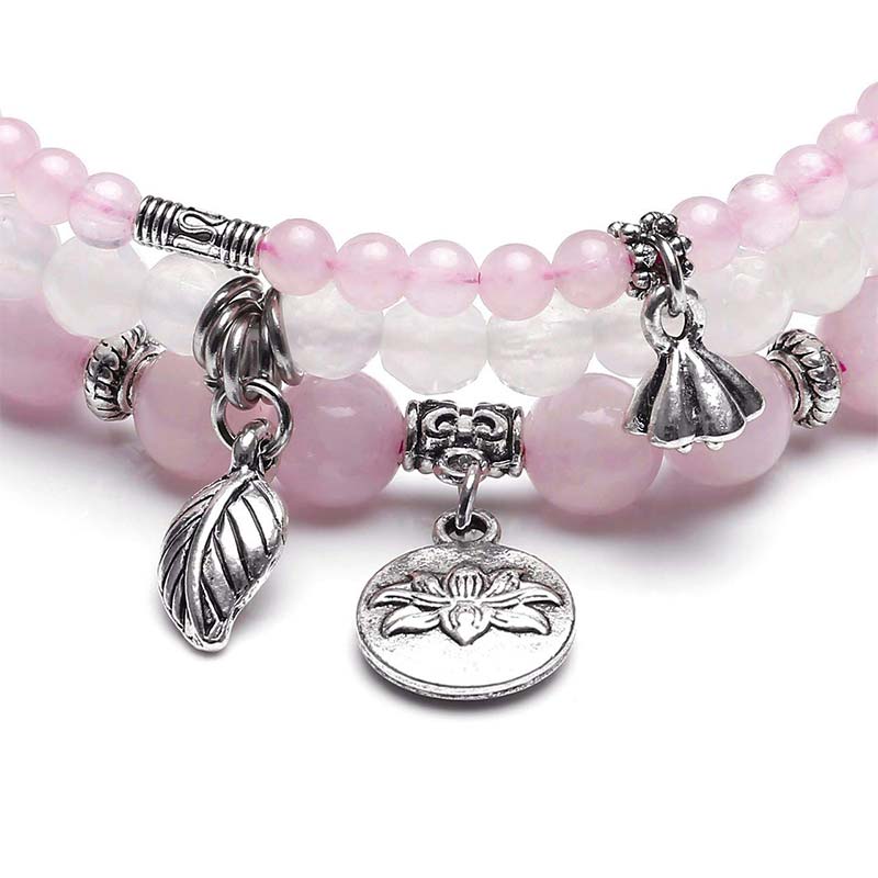 Chavri 3PCS natürliches Quarzkristall-Perlen-Heilenergie-Lotus-Armband