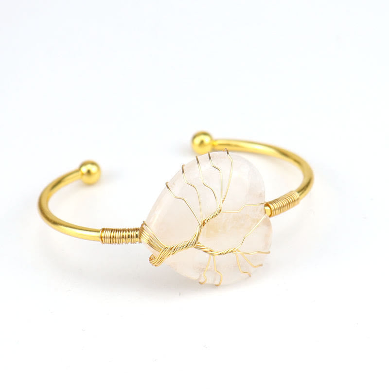 Goldkupferdrahtgewickelte Natürliche Herzform -Kristallarmband