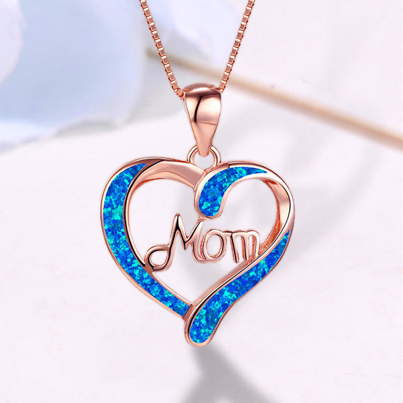 Liebe Mutter Blaues Opal Herz Frauen Halskette
