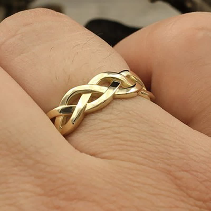 Antike Gold Geflochtene Wrap Openwork Ring