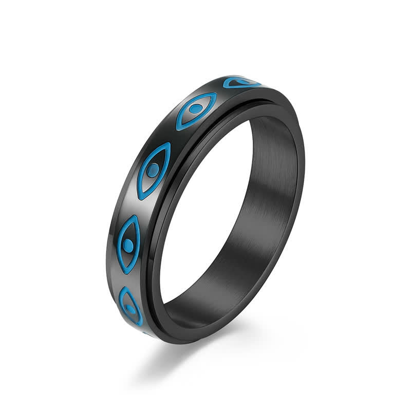 Chavri Evil Eye Calm Protection Drehbarer Ring aus Titanstahl