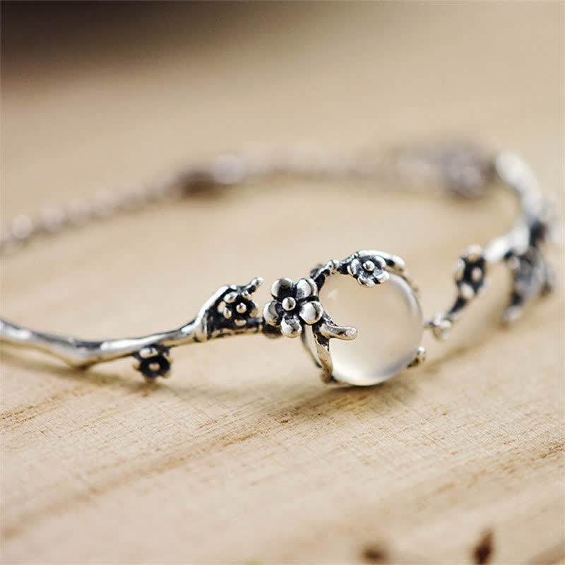 Chavri Pflaumenblüten-Chalcedon-Positiv-Armband