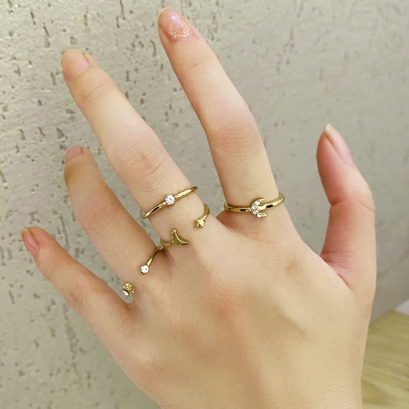 10Pcs Frauen Bohemian Geometrischer Ring -Set