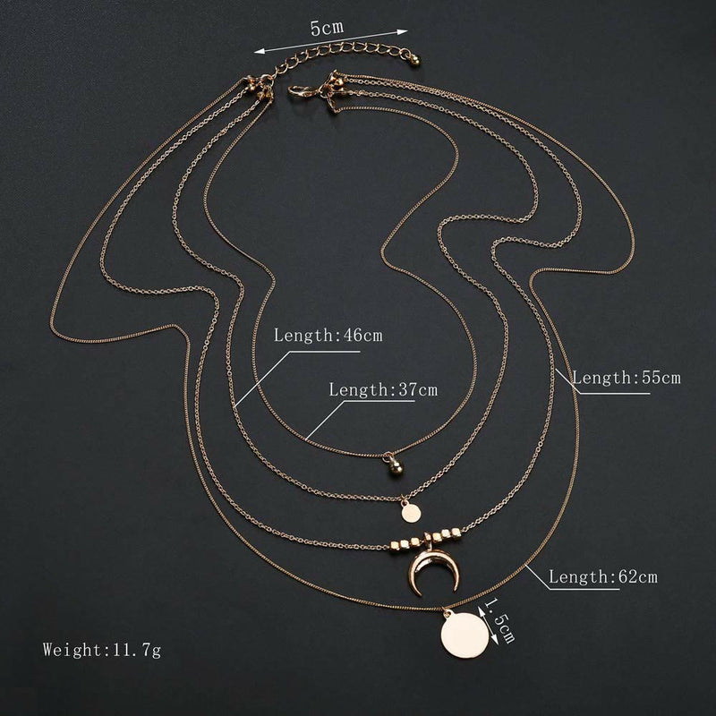 Boho Style Moon Gold Silber Multilayer Anhänger Legierung Halskette