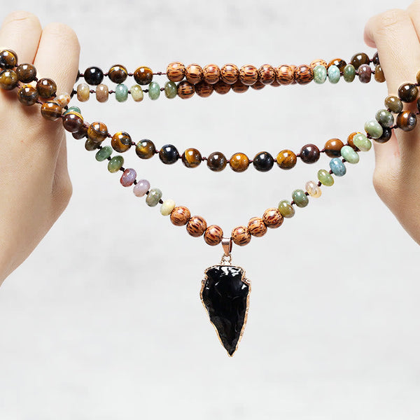 Chavri Tigerauge Pfeil Mut Halskette