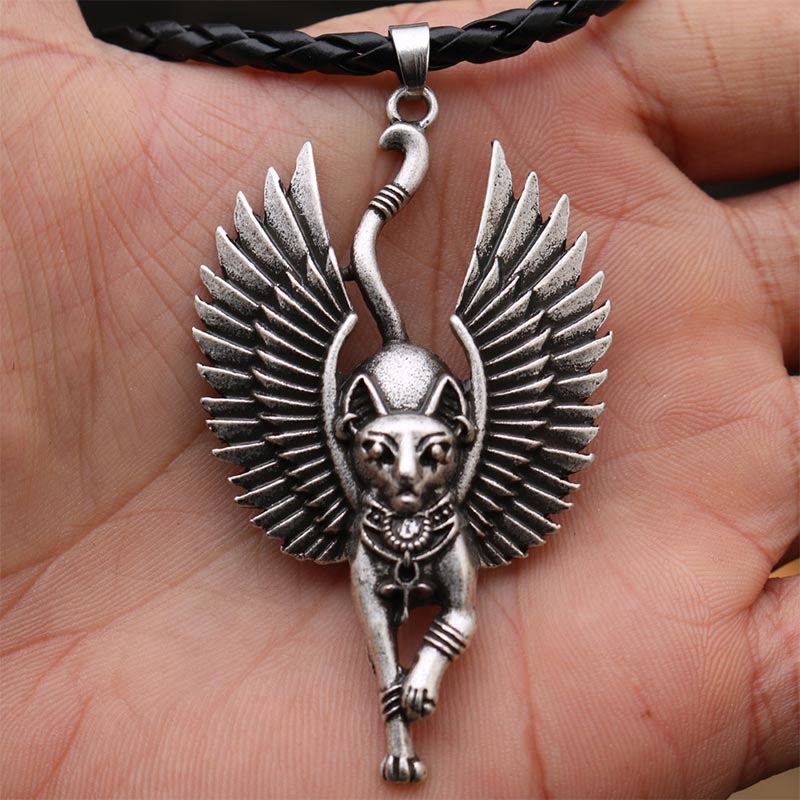 Antike Ägyptische Bastet -Statue -Katzenkette