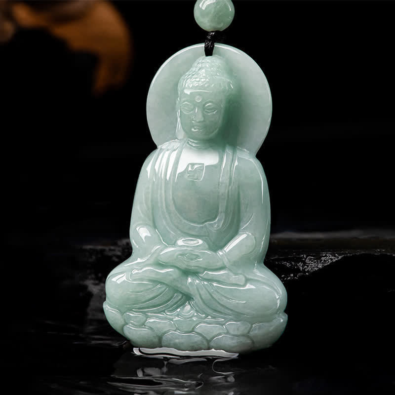 Chavri Amitabha Buddha Jade Amulett Halskette mit Mitgefühl