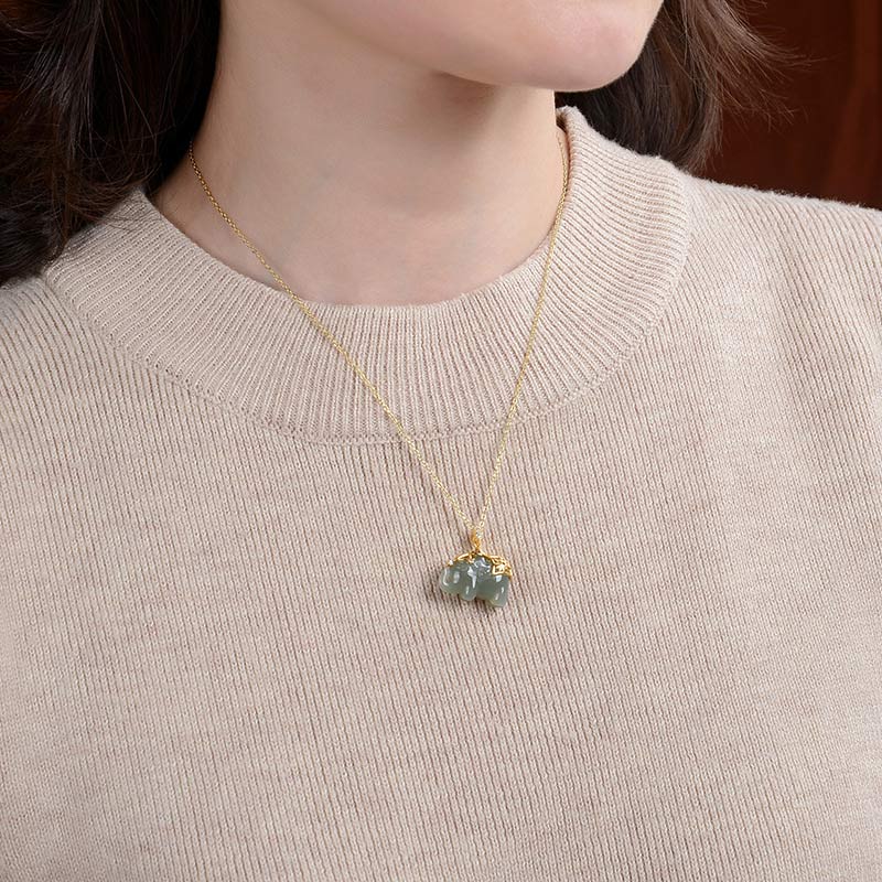 Chavri 925 Sterling Silber Jade Elefant Segen Glück Halskette Kettenanhänger
