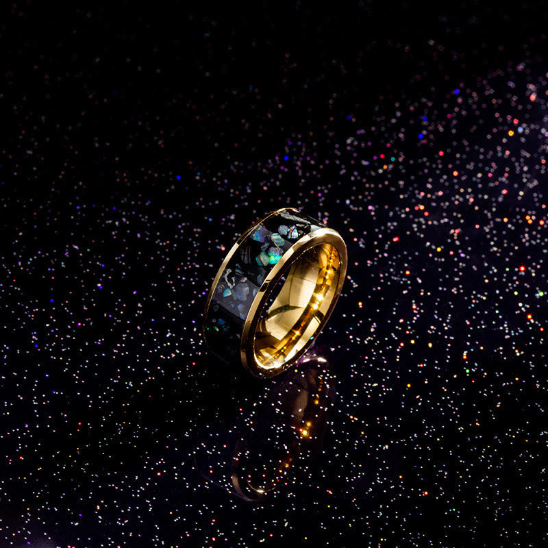 Zerkleinerter Opal Abalone Wolfram -Carbidring
