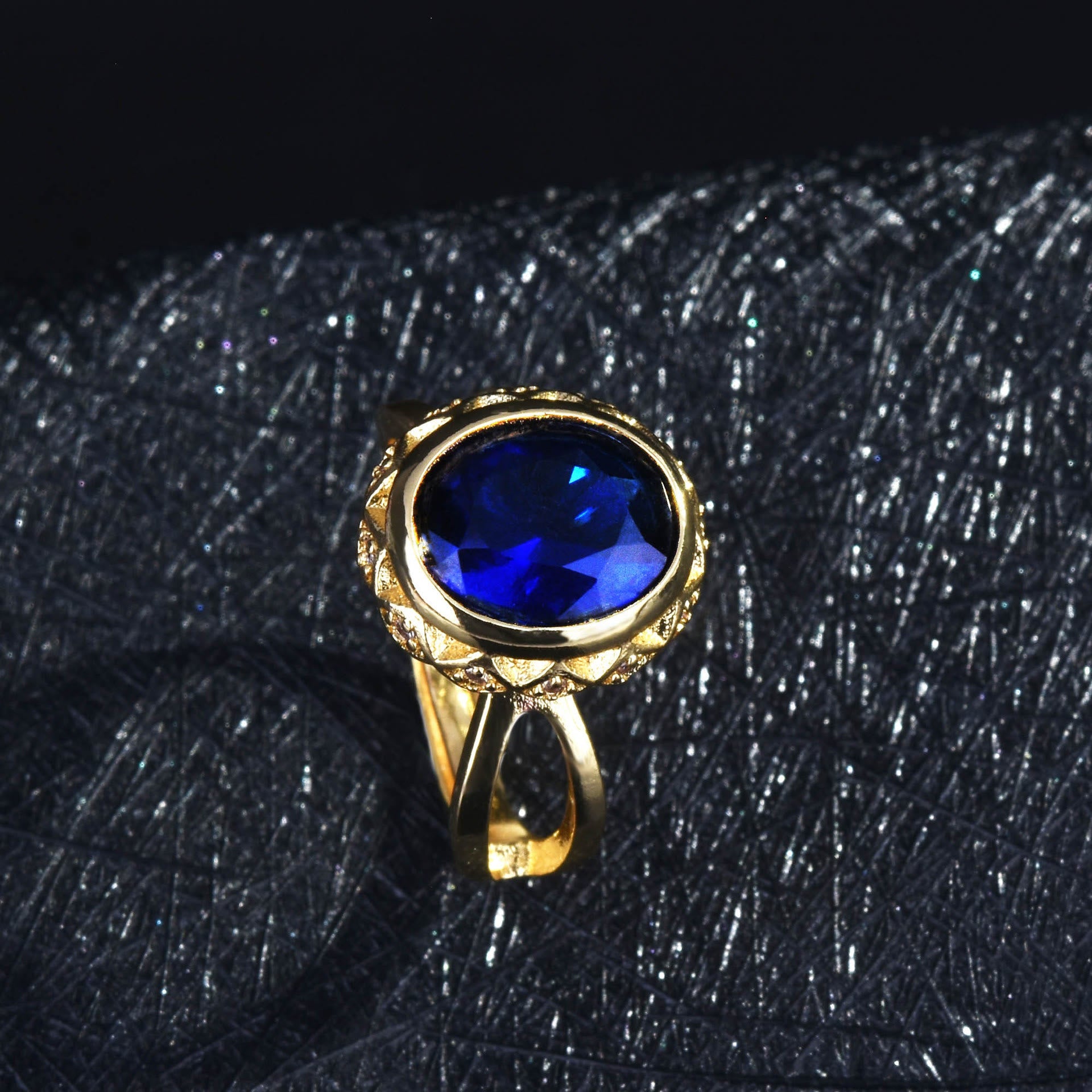 14K Gold Blue Sapphire Frauen Klingeln