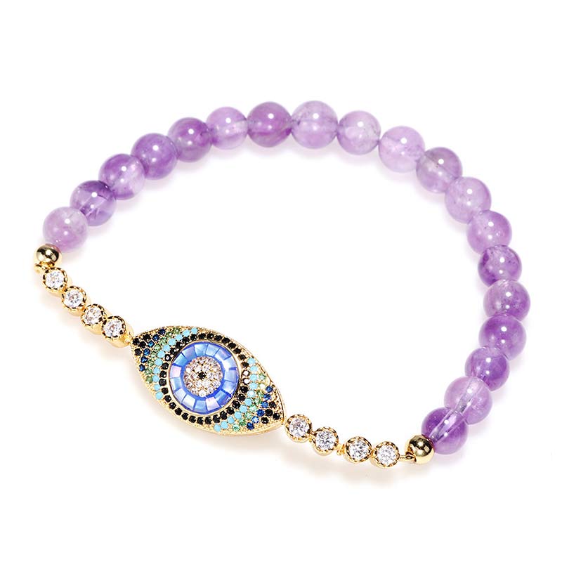 Amethyst Evil Eye Symbol Heilung Armband